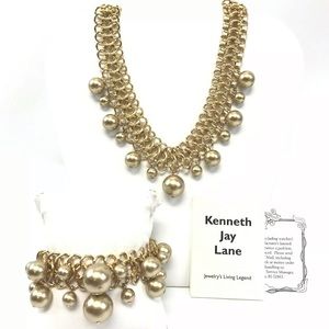Kenneth Jay Lane Vintage Gold Pearl Bauble Set